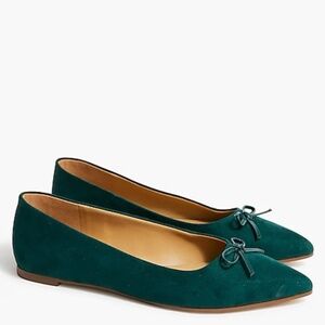 NEW J Crew Factory Green Suede Pointy Toe Ballet Flats: Never Worn!